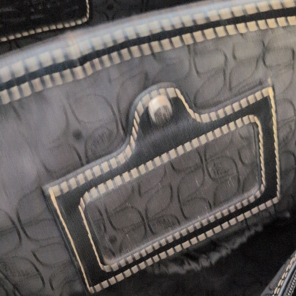 Fossil Large Heavy Black Leather Laptop Tote Office Travel Bag          C279 - Picture 6 of 16